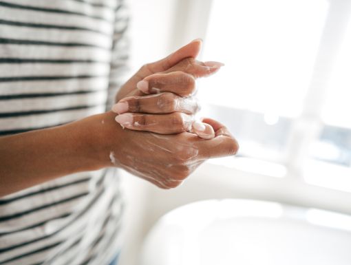 woman washing hands
