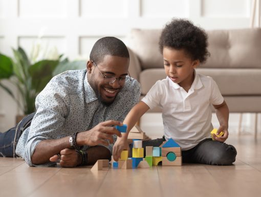 Child and Father with Blocks
