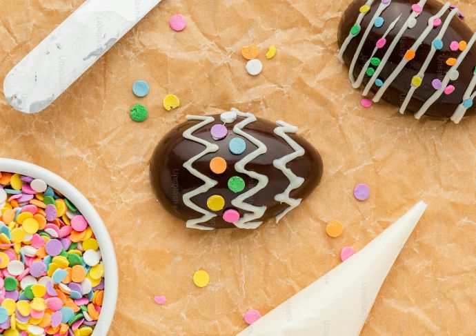 Chocolate egg with sprinkles