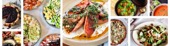 Collage of colorful food images