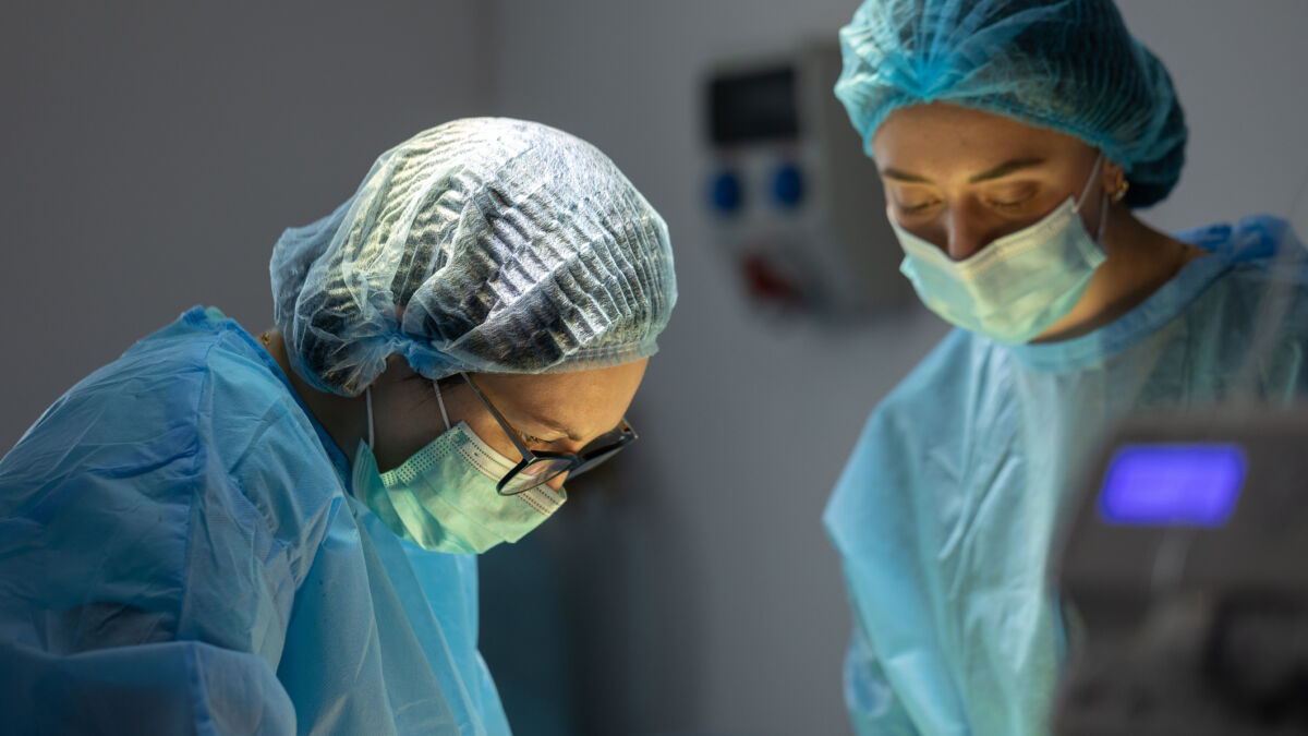 Doctors doing breast reconstruction surgery