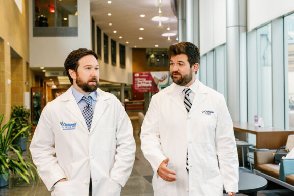 Dr. Hayes and Dr. Long taking a walk