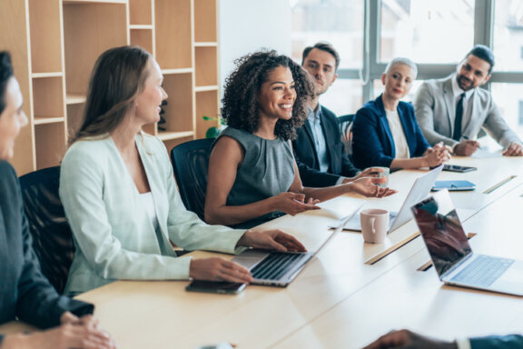 Work meeting everyone smiling