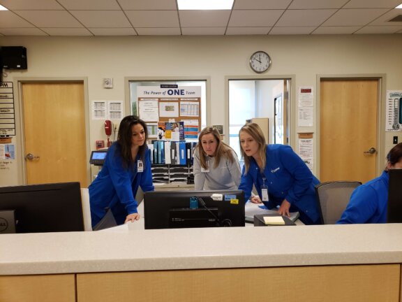 Nurses working at desk