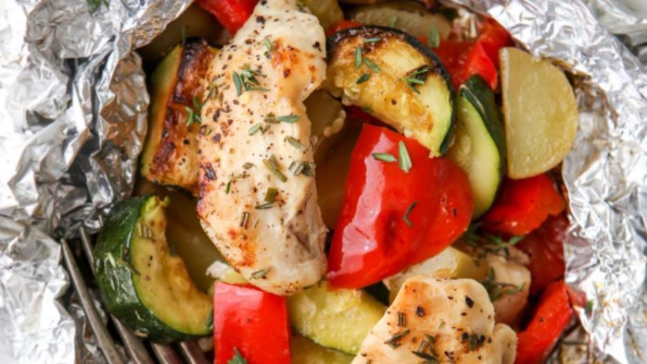 Chicken veggie foil packets