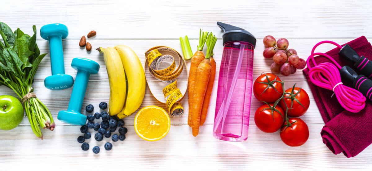 exercise equipment and healthy food