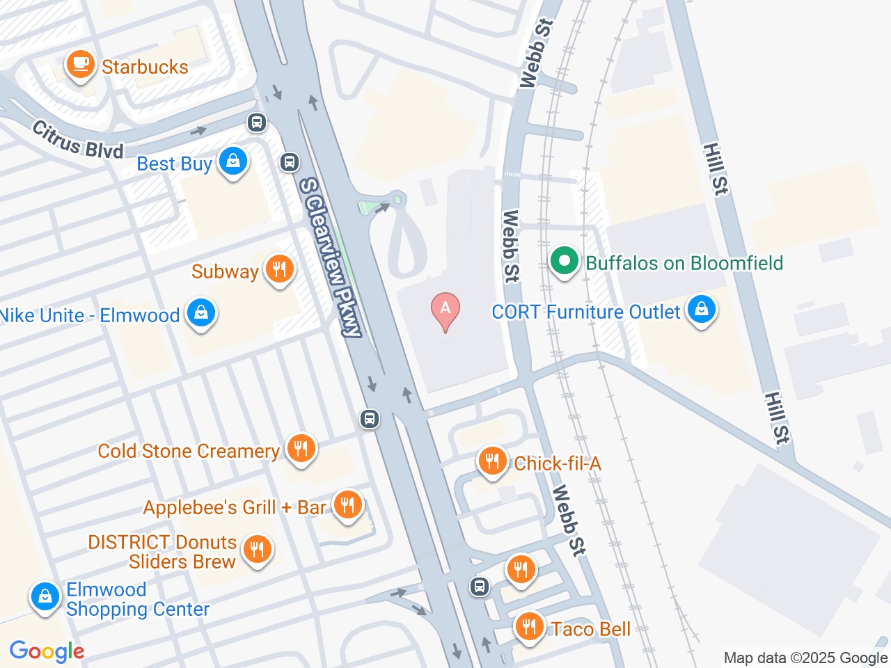 Map of Ochsner-affiliated facilities that provide services related to Athletic Training Outreach Program