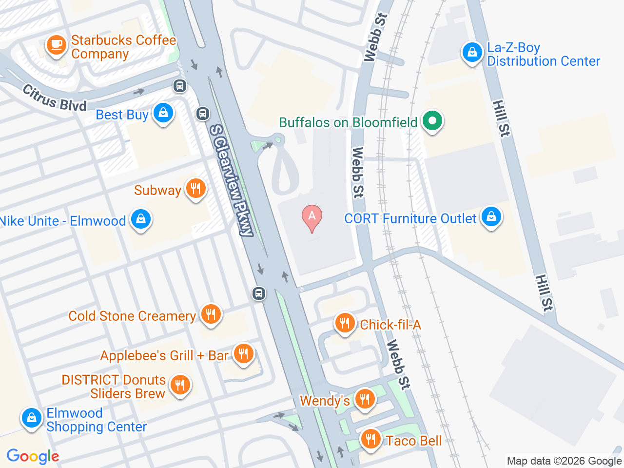 Map of Ochsner-affiliated facilities that provide services related to Athletic Training Outreach Program