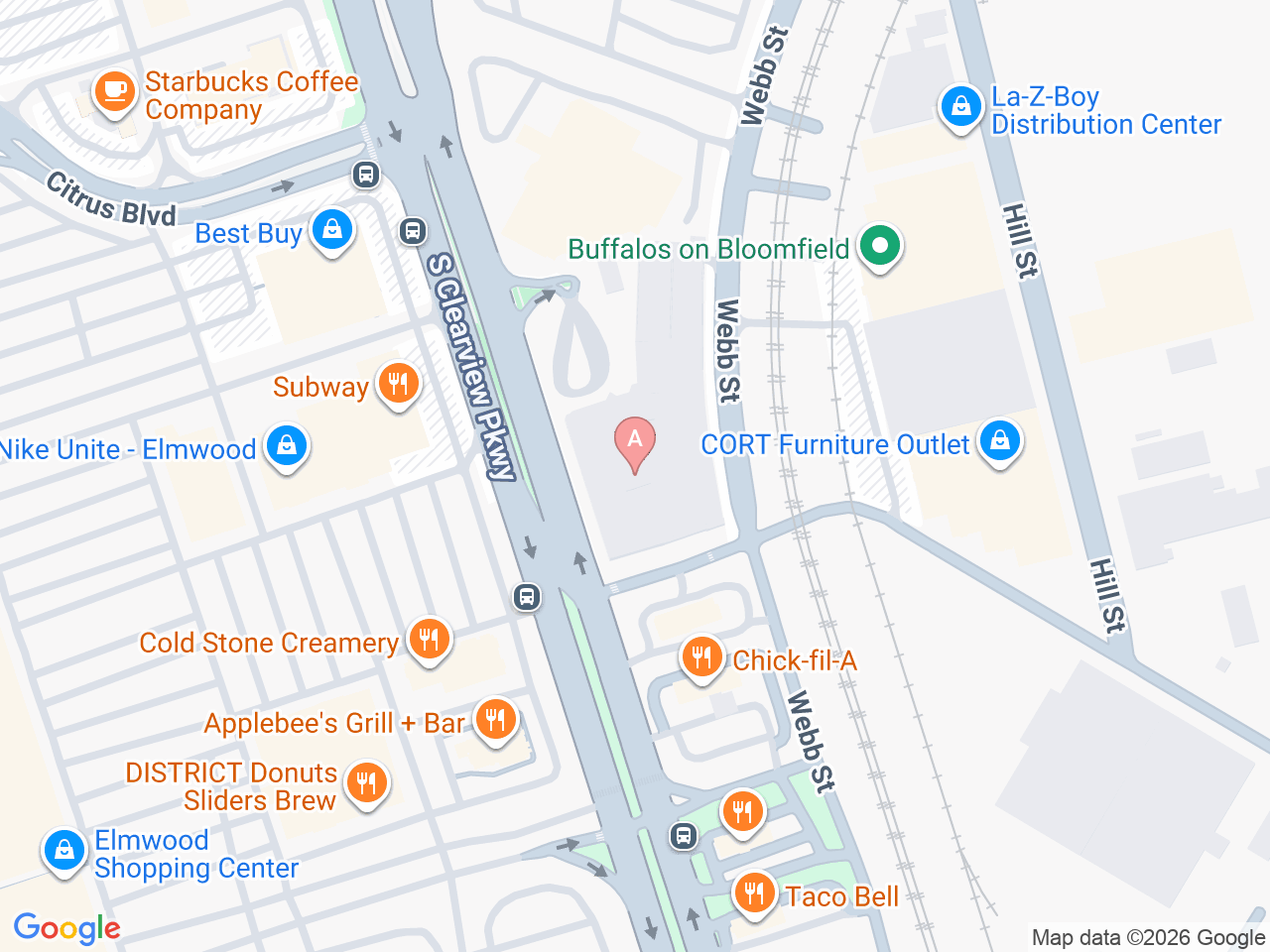 Map of Ochsner-affiliated facilities that provide services related to Athletic Training Outreach Program