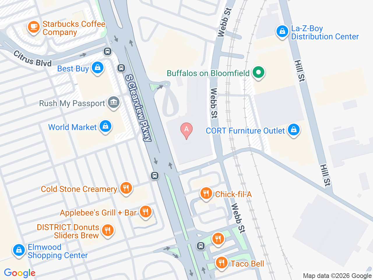 Map of Ochsner-affiliated facilities that provide services related to Athletic Training Outreach Program