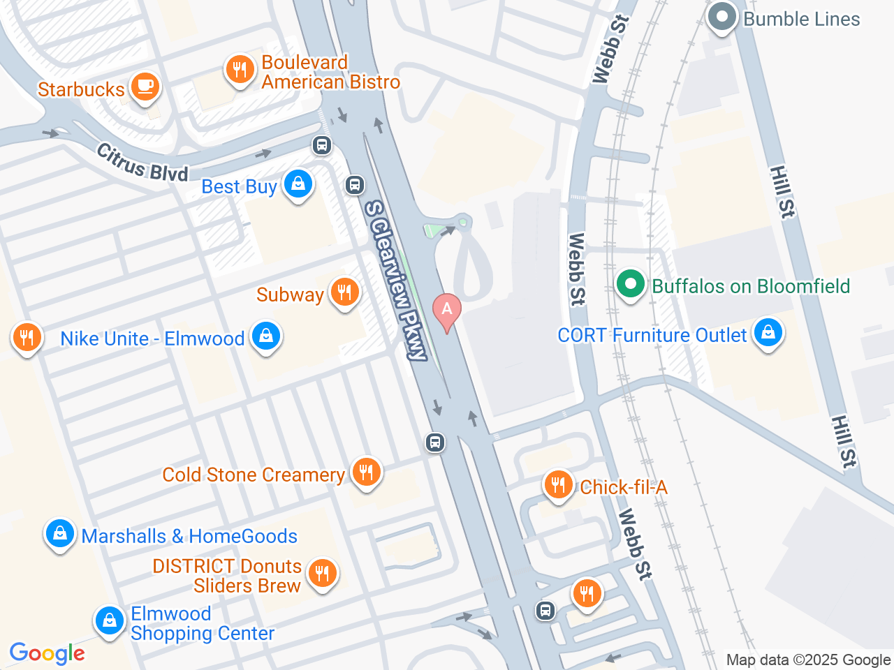 Map of Ochsner-affiliated facilities that provide services related to Biomechanics Lab at Ochsner Hospital for Orthopedics & Sports Medicine