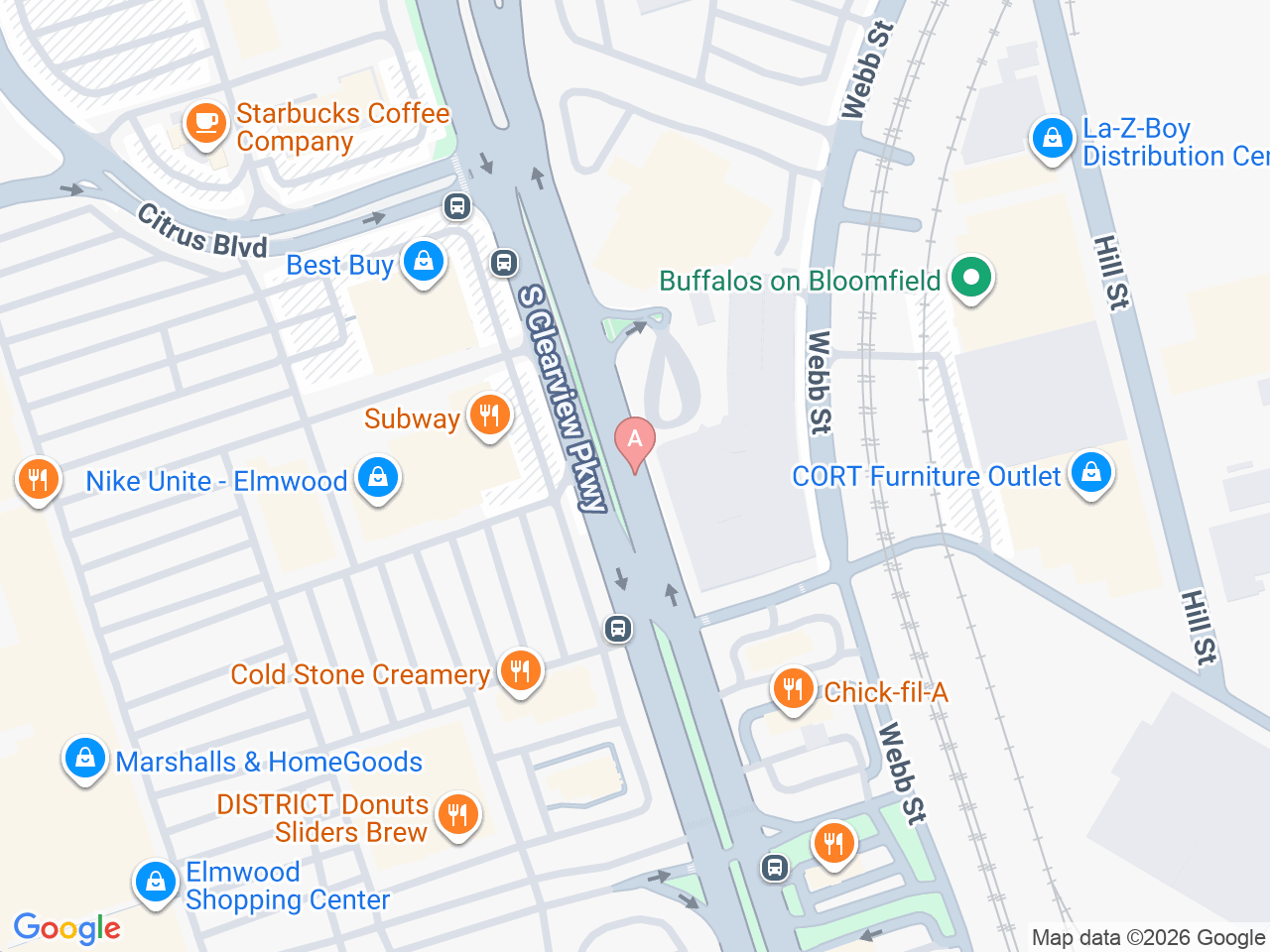 Map of Ochsner-affiliated facilities that provide services related to Biomechanics Lab at Ochsner Hospital for Orthopedics & Sports Medicine