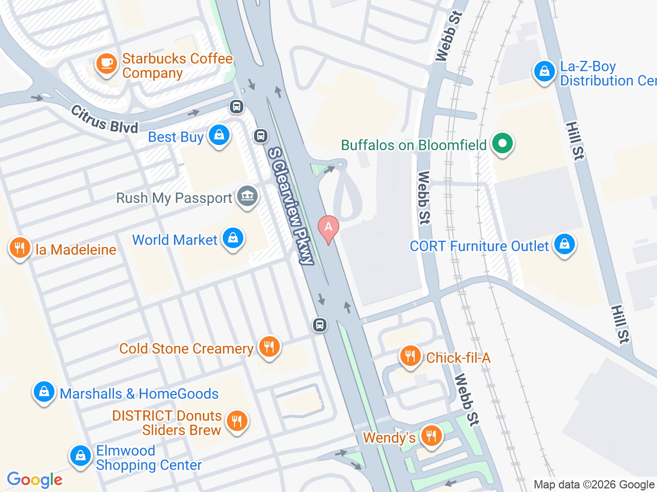 Map of Ochsner-affiliated facilities that provide services related to Biomechanics Lab at Ochsner Hospital for Orthopedics & Sports Medicine