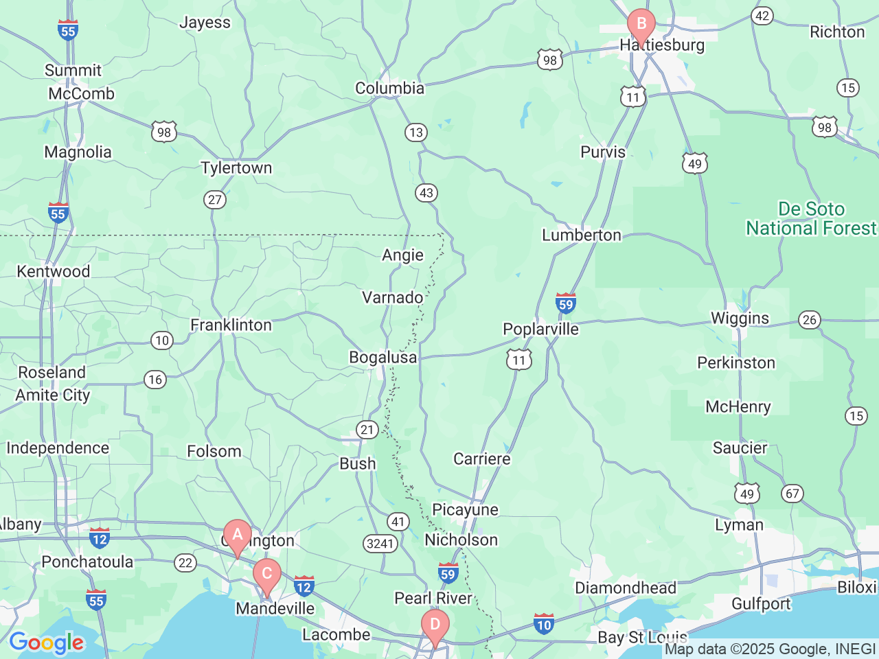 Map of Ochsner-affiliated facilities that provide services related to Cleft Lip and Palate: Craniofacial Care