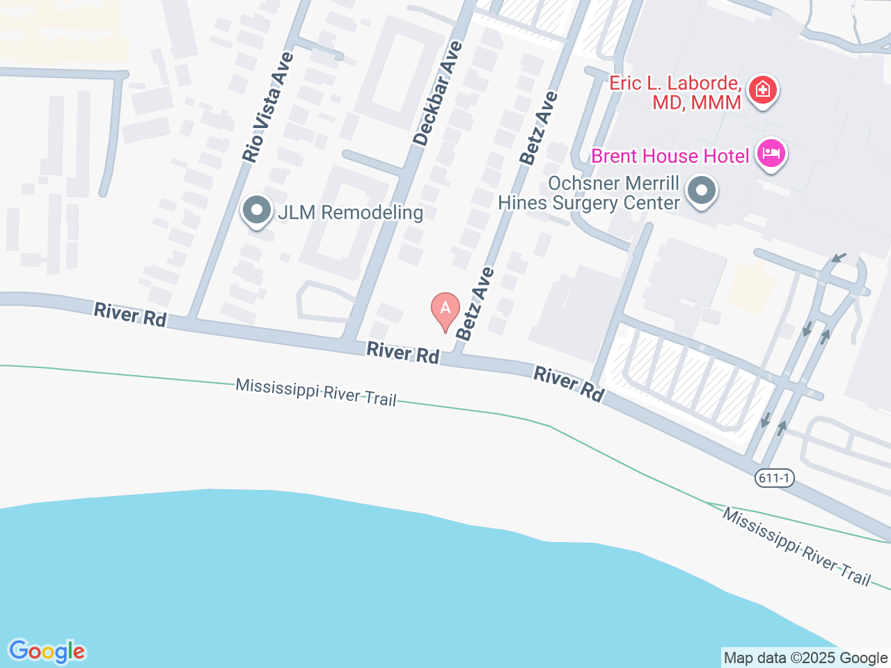 Map of Ochsner-affiliated facilities that provide services related to Colorectal Cancer Liver Metastases Program