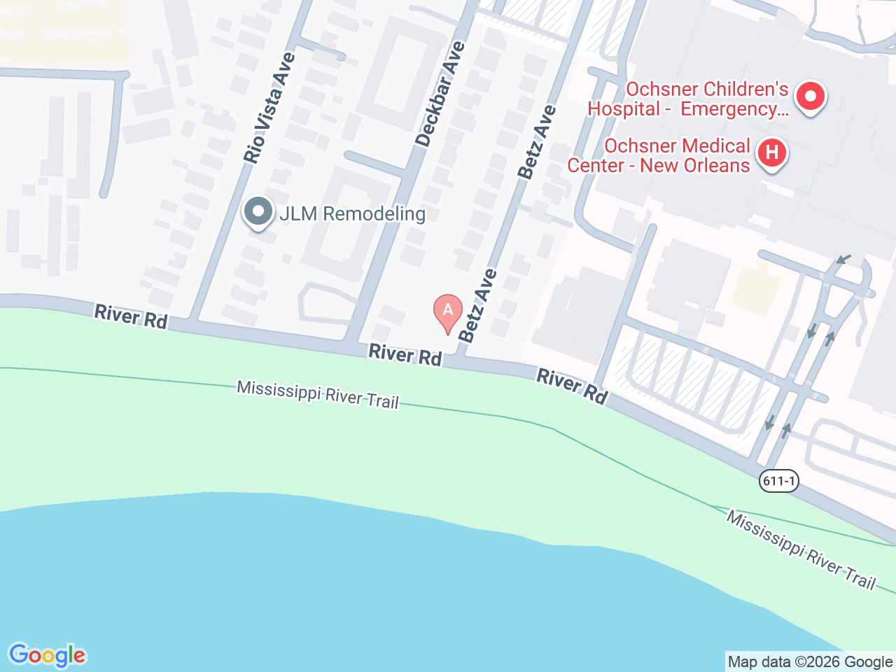 Map of Ochsner-affiliated facilities that provide services related to Colorectal Cancer Liver Metastases Program