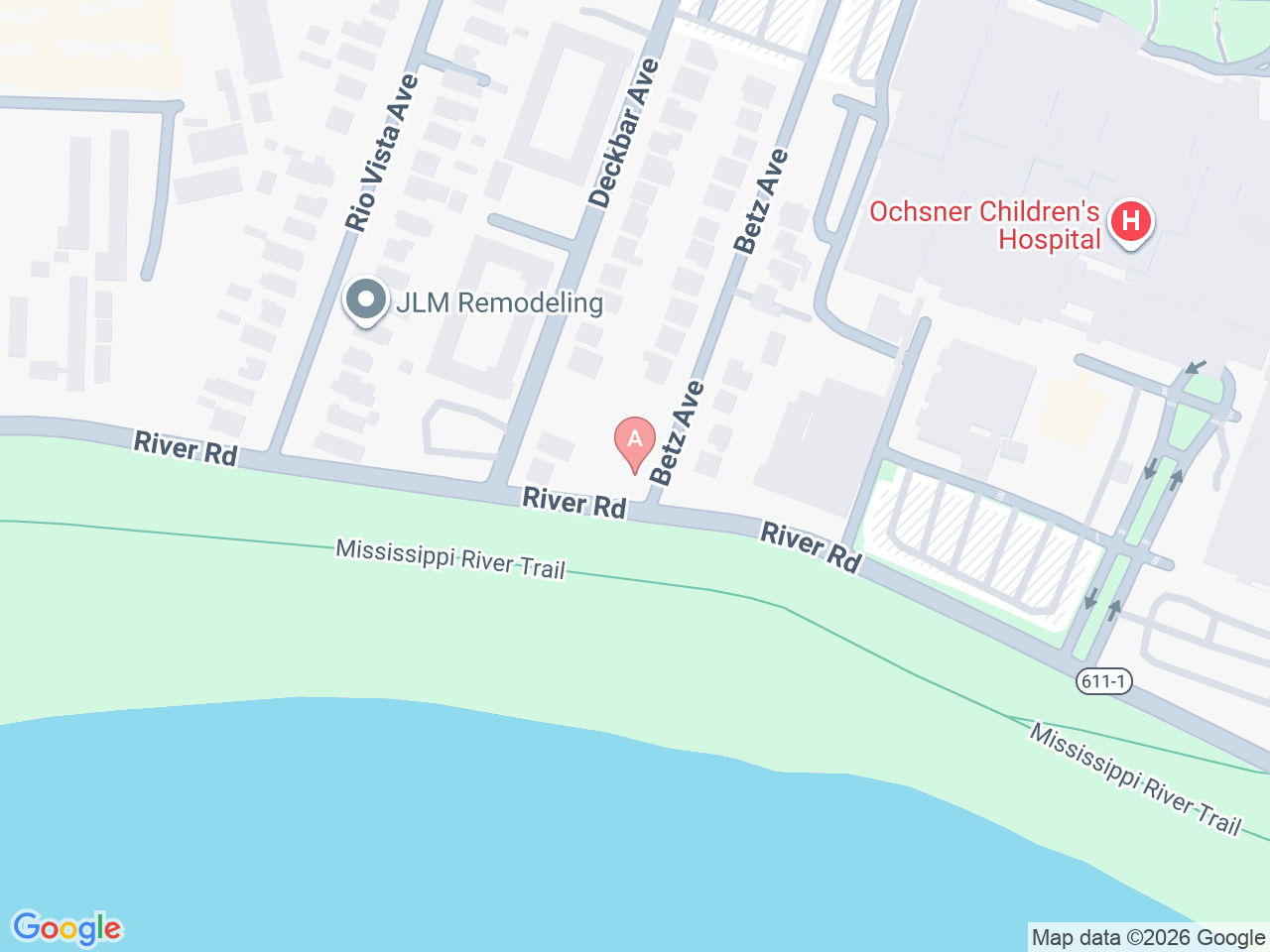 Map of Ochsner-affiliated facilities that provide services related to Eye Cancer