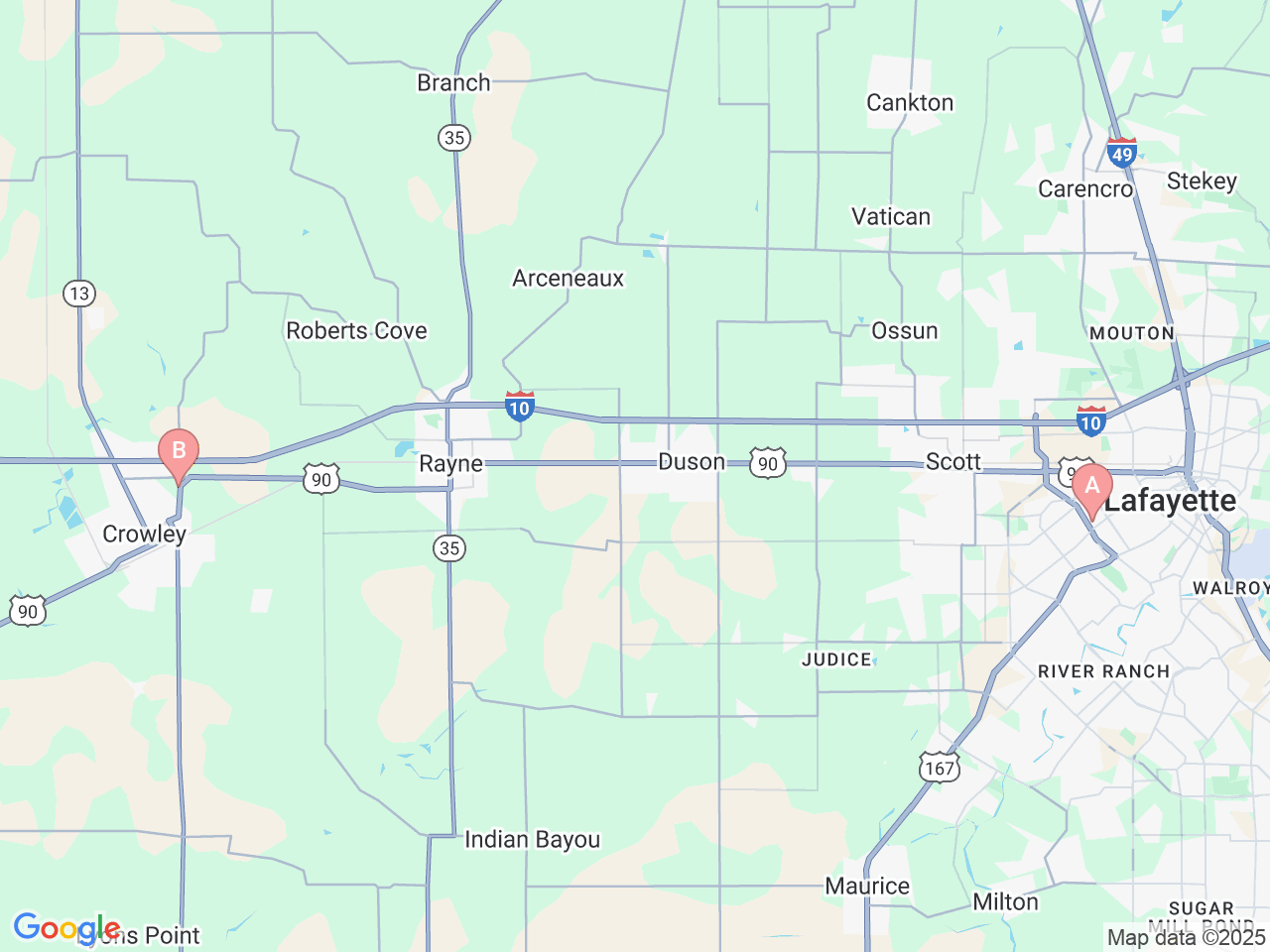 Map of Ochsner-affiliated facilities that provide services related to Hepatitis C Care