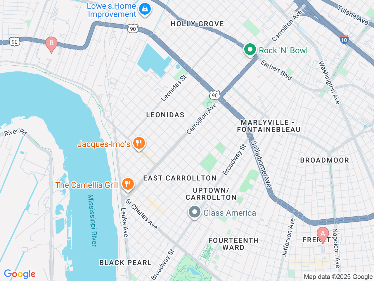 Map of Ochsner-affiliated facilities that provide services related to International Health