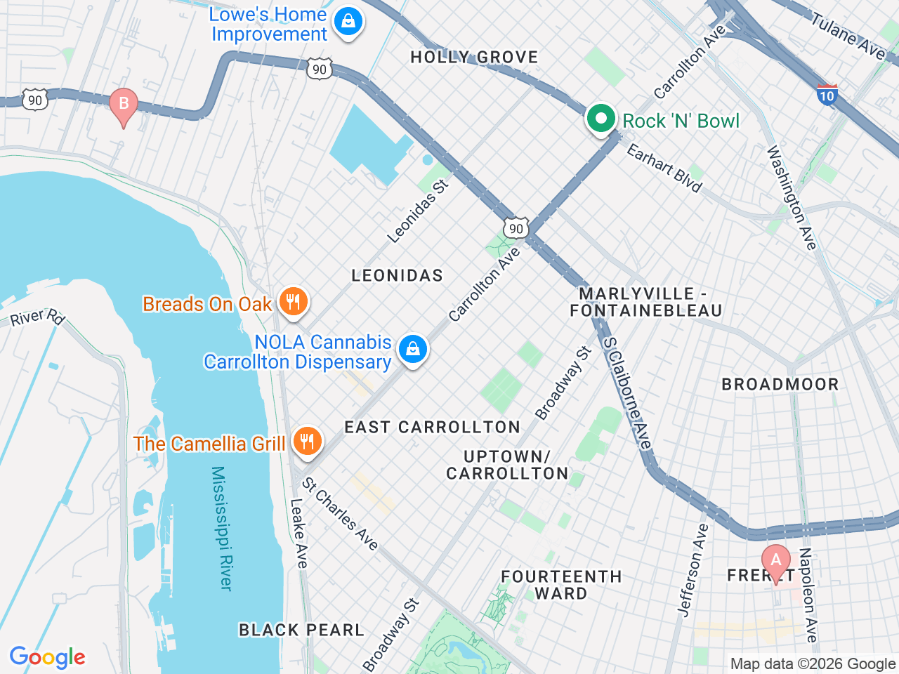 Map of Ochsner-affiliated facilities that provide services related to International Health