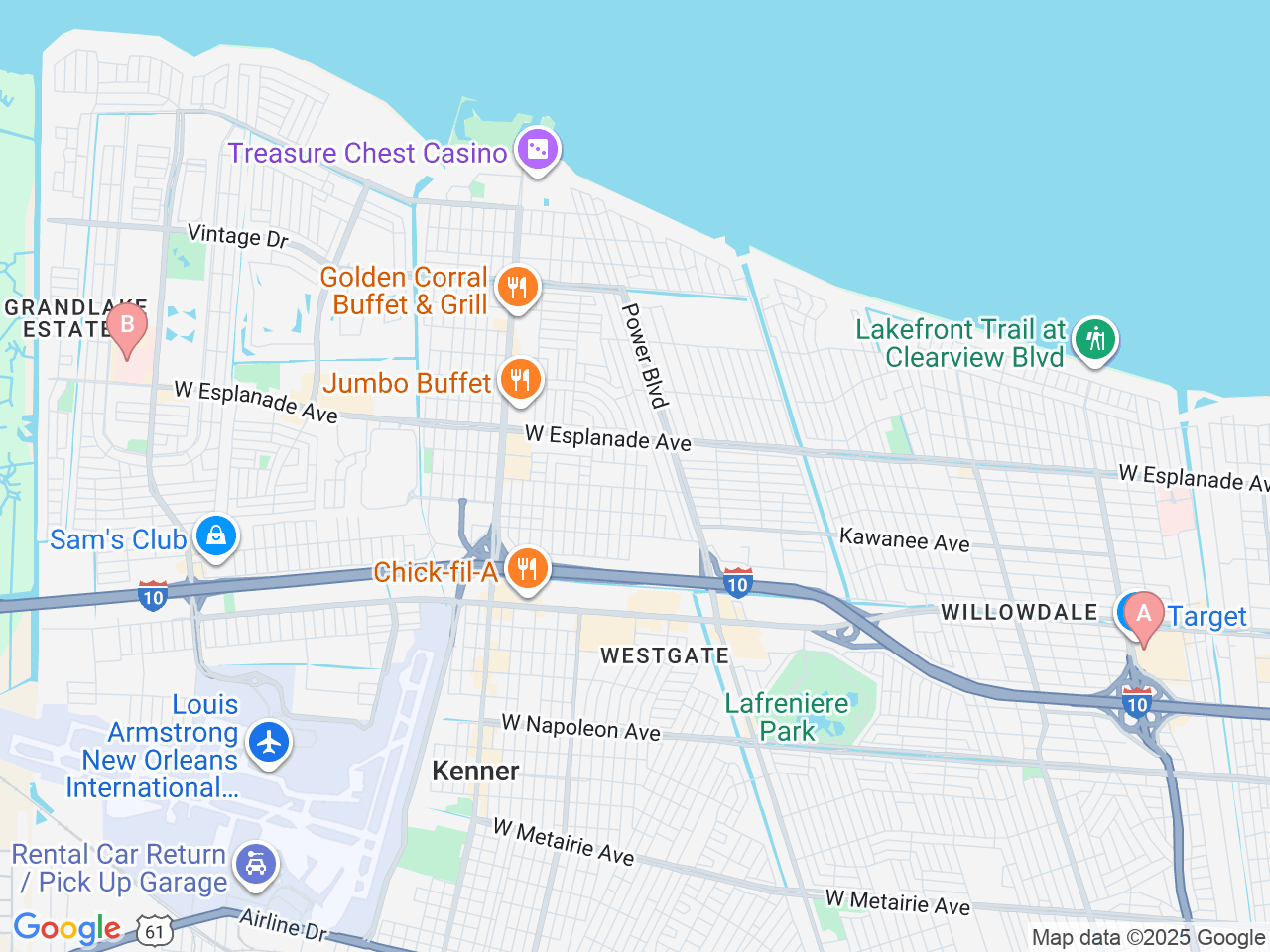 Map of Ochsner-affiliated facilities that provide services related to Men's Health