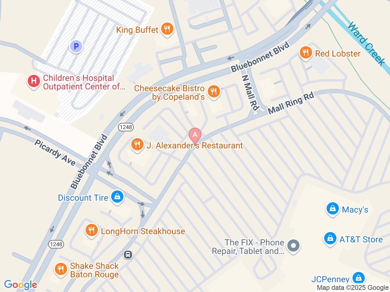 Map of Ochsner-affiliated facilities that provide services related to Pediatric Allergy and Immunology