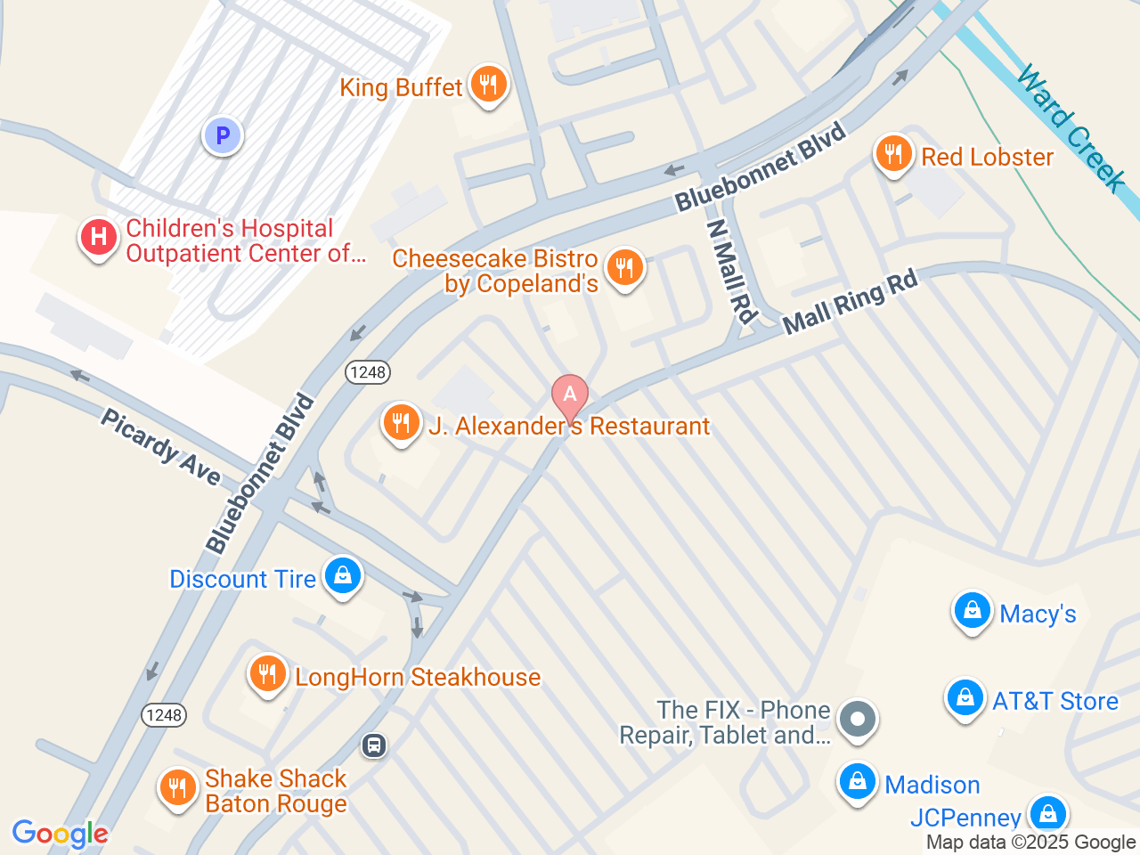 Map of Ochsner-affiliated facilities that provide services related to Pediatric Allergy and Immunology