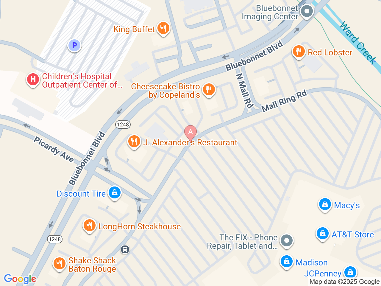 Map of Ochsner-affiliated facilities that provide services related to Pediatric Allergy and Immunology