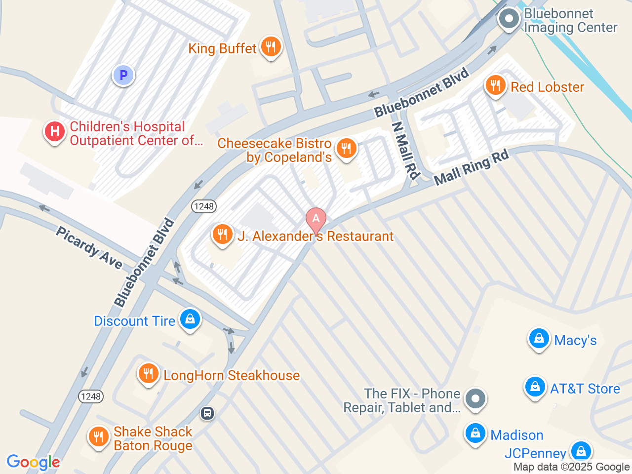 Map of Ochsner-affiliated facilities that provide services related to Pediatric Allergy and Immunology