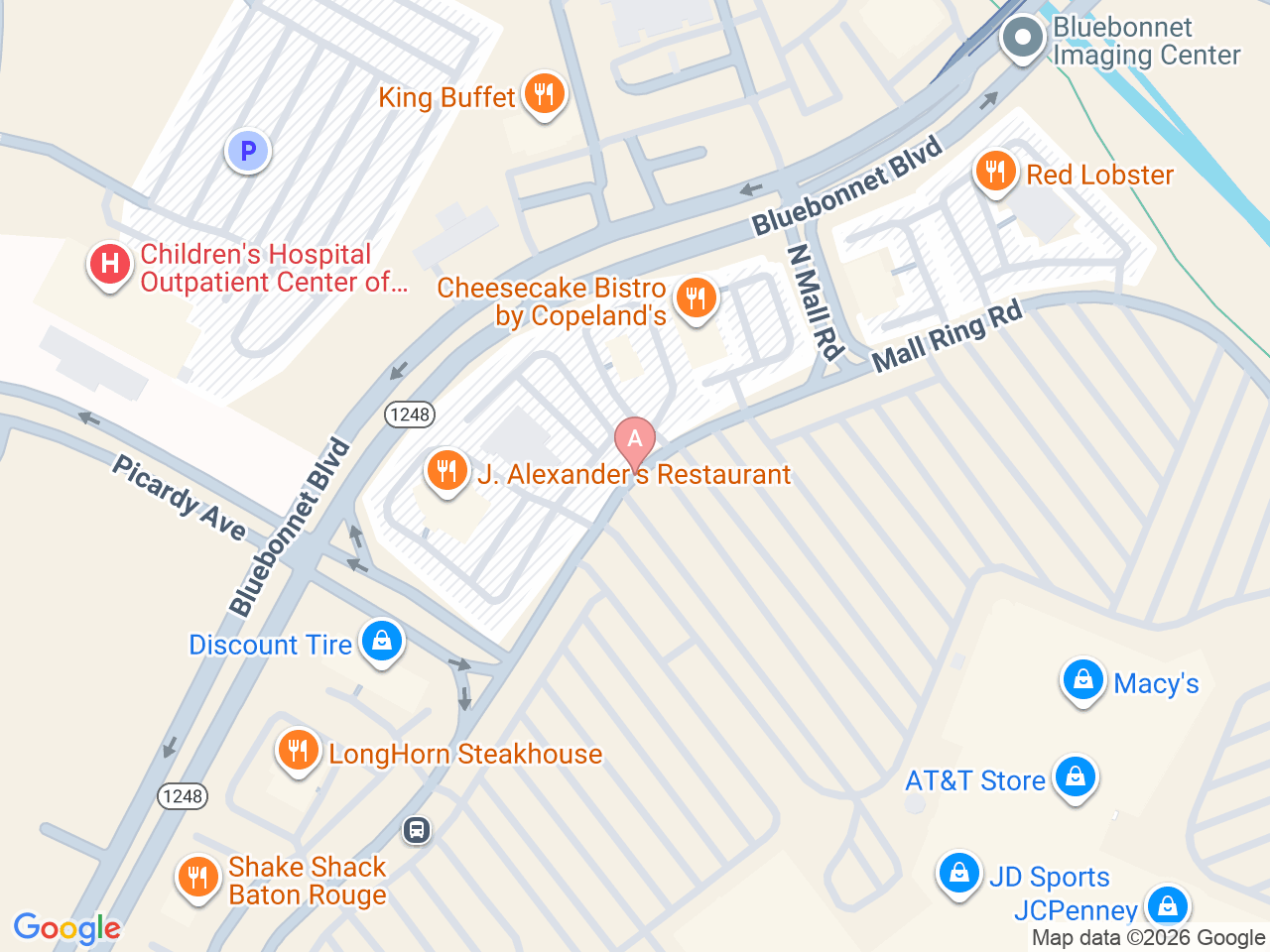 Map of Ochsner-affiliated facilities that provide services related to Pediatric Allergy and Immunology