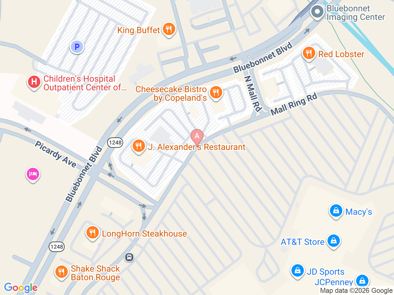 Map of Ochsner-affiliated facilities that provide services related to Pediatric Allergy and Immunology