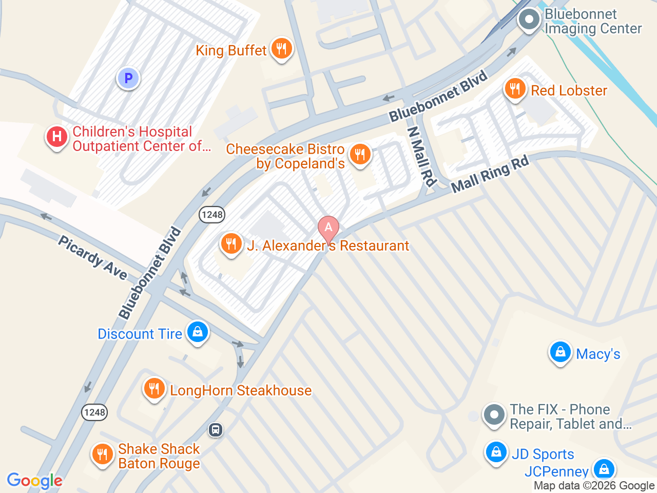 Map of Ochsner-affiliated facilities that provide services related to Pediatric Allergy and Immunology
