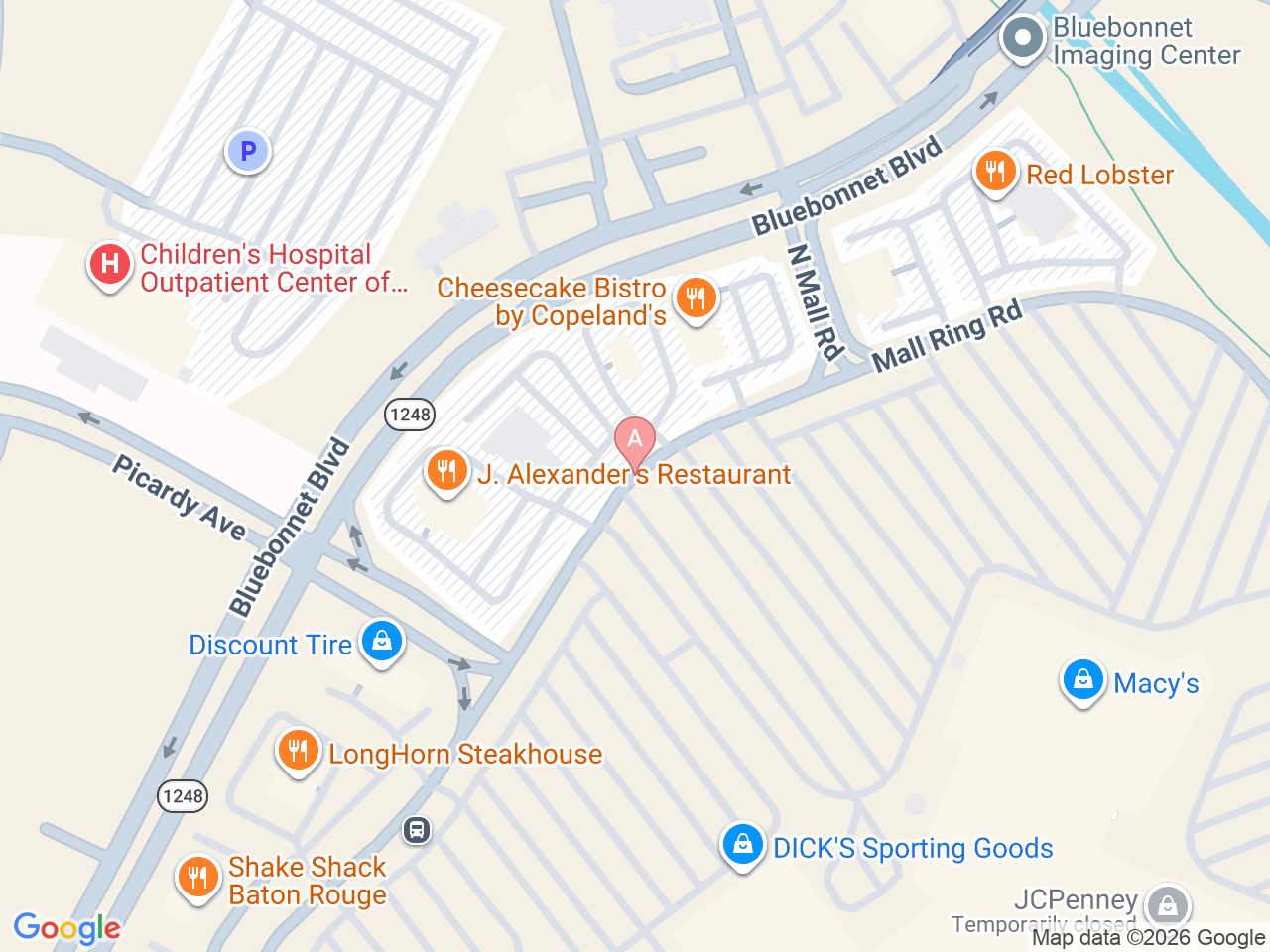 Map of Ochsner-affiliated facilities that provide services related to Pediatric Allergy and Immunology