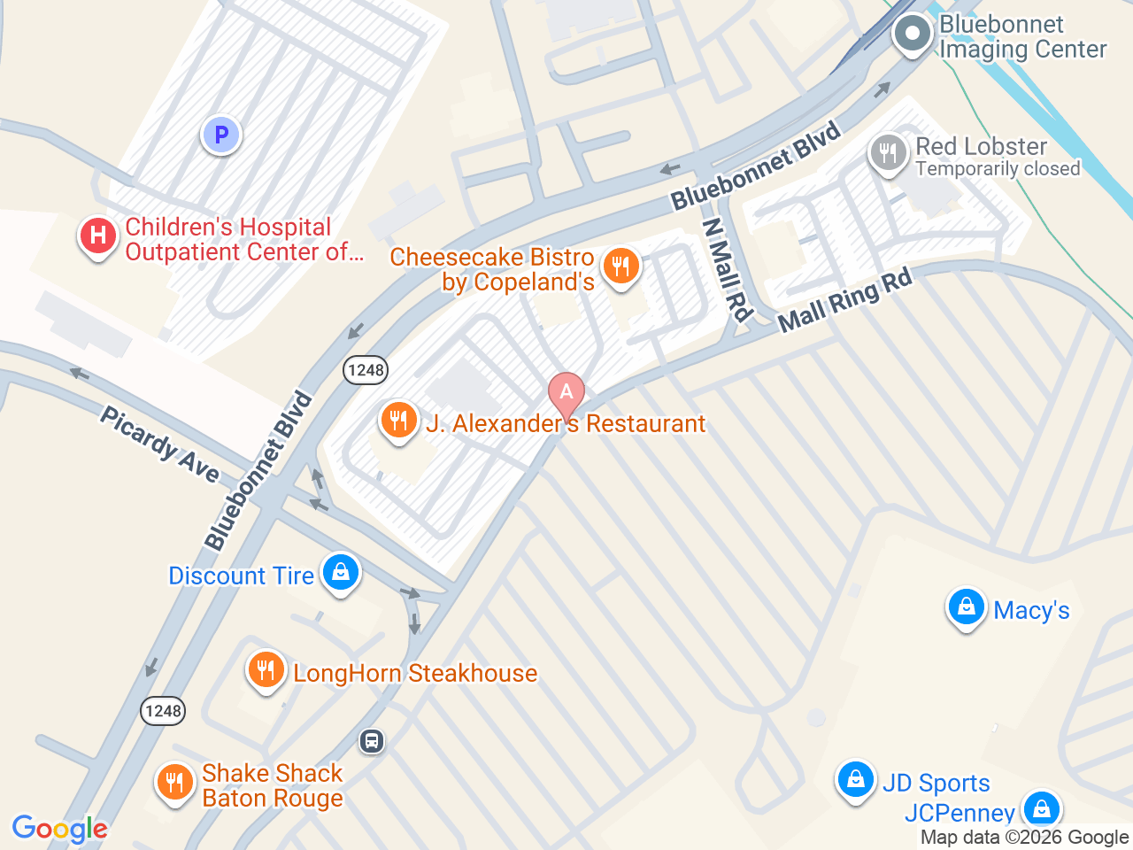 Map of Ochsner-affiliated facilities that provide services related to Pediatric Allergy and Immunology