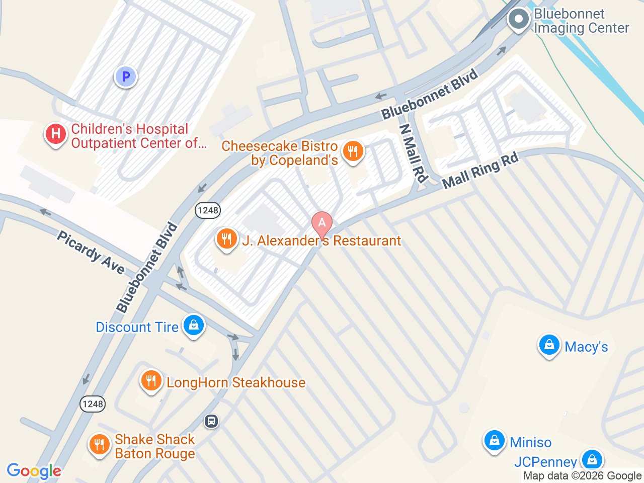 Map of Ochsner-affiliated facilities that provide services related to Pediatric Allergy and Immunology