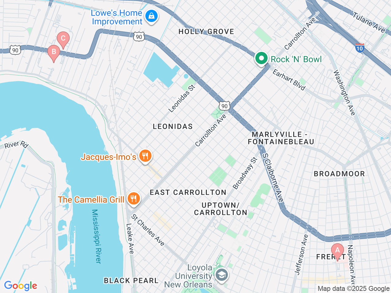 Map of Ochsner-affiliated facilities that provide services related to Pediatric Infectious Disease