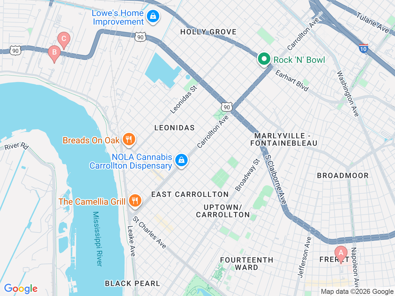 Map of Ochsner-affiliated facilities that provide services related to Pediatric Infectious Disease