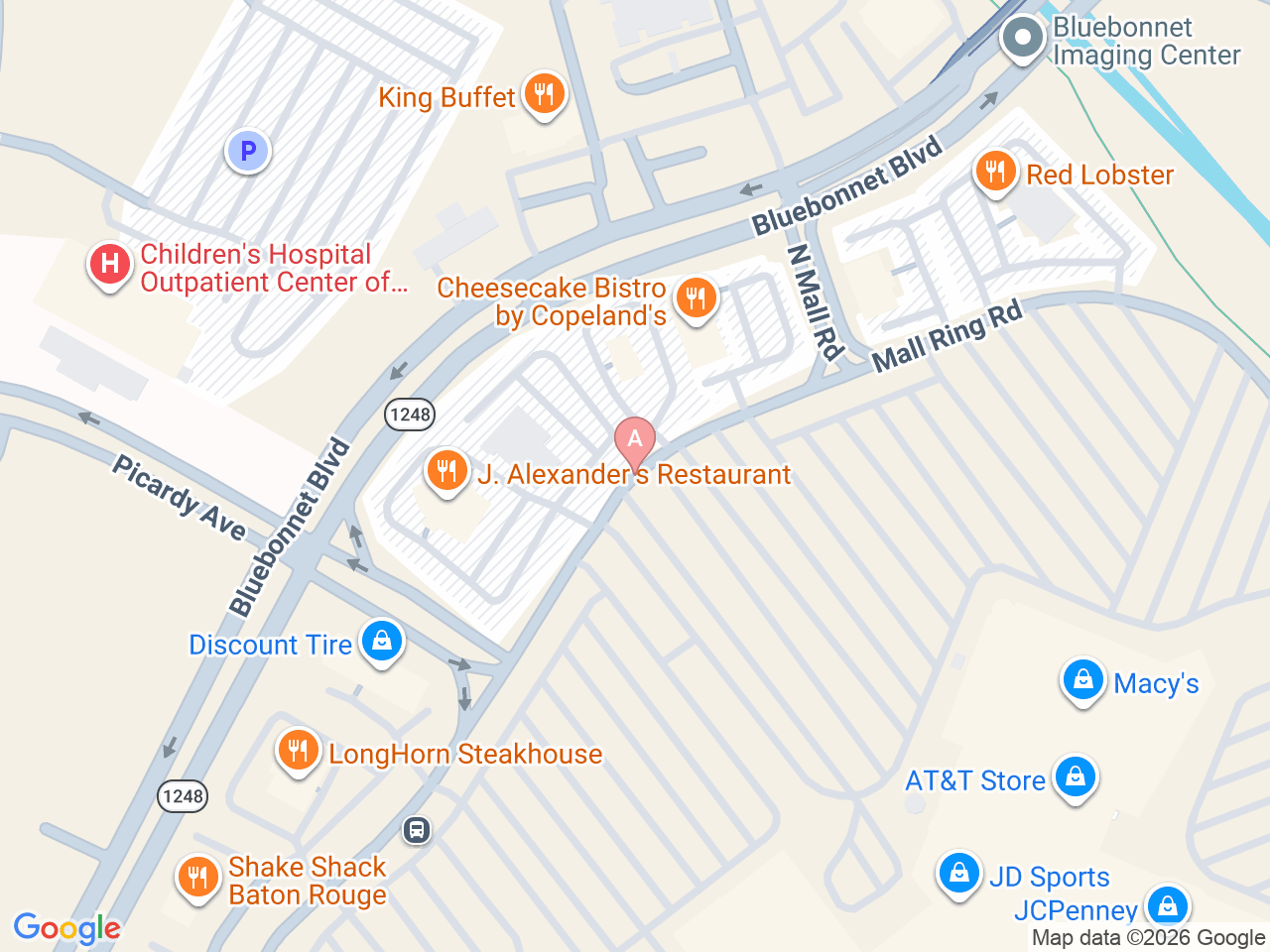 Map of Ochsner-affiliated facilities that provide services related to Pediatric Pulmonology