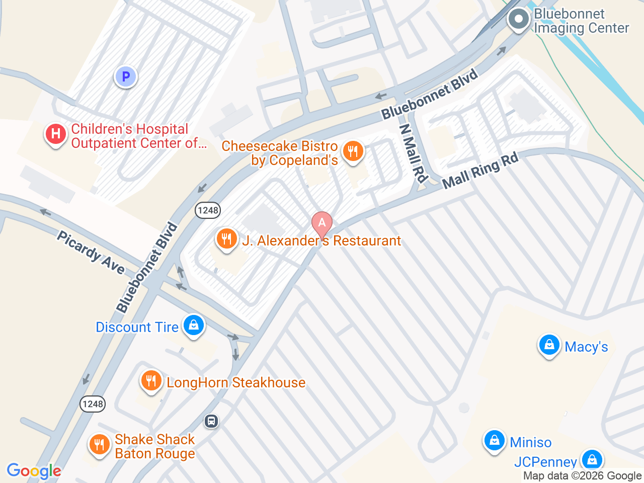 Map of Ochsner-affiliated facilities that provide services related to Pediatric Pulmonology