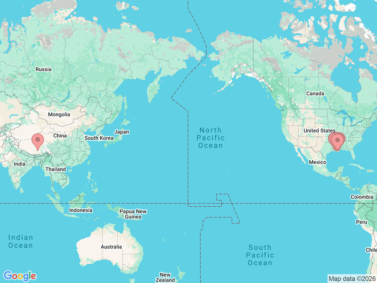 Map of Ochsner-affiliated facilities that provide services related to Psychiatry & Behavioral Health Services