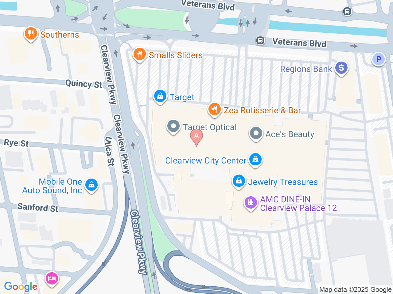 Map of Ochsner-affiliated facilities that provide services related to Rhinology