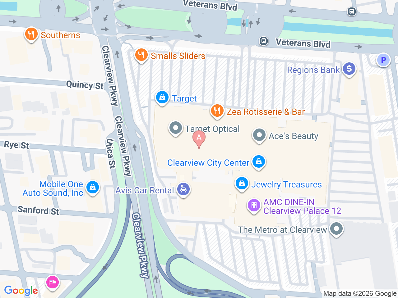 Map of Ochsner-affiliated facilities that provide services related to Rhinology