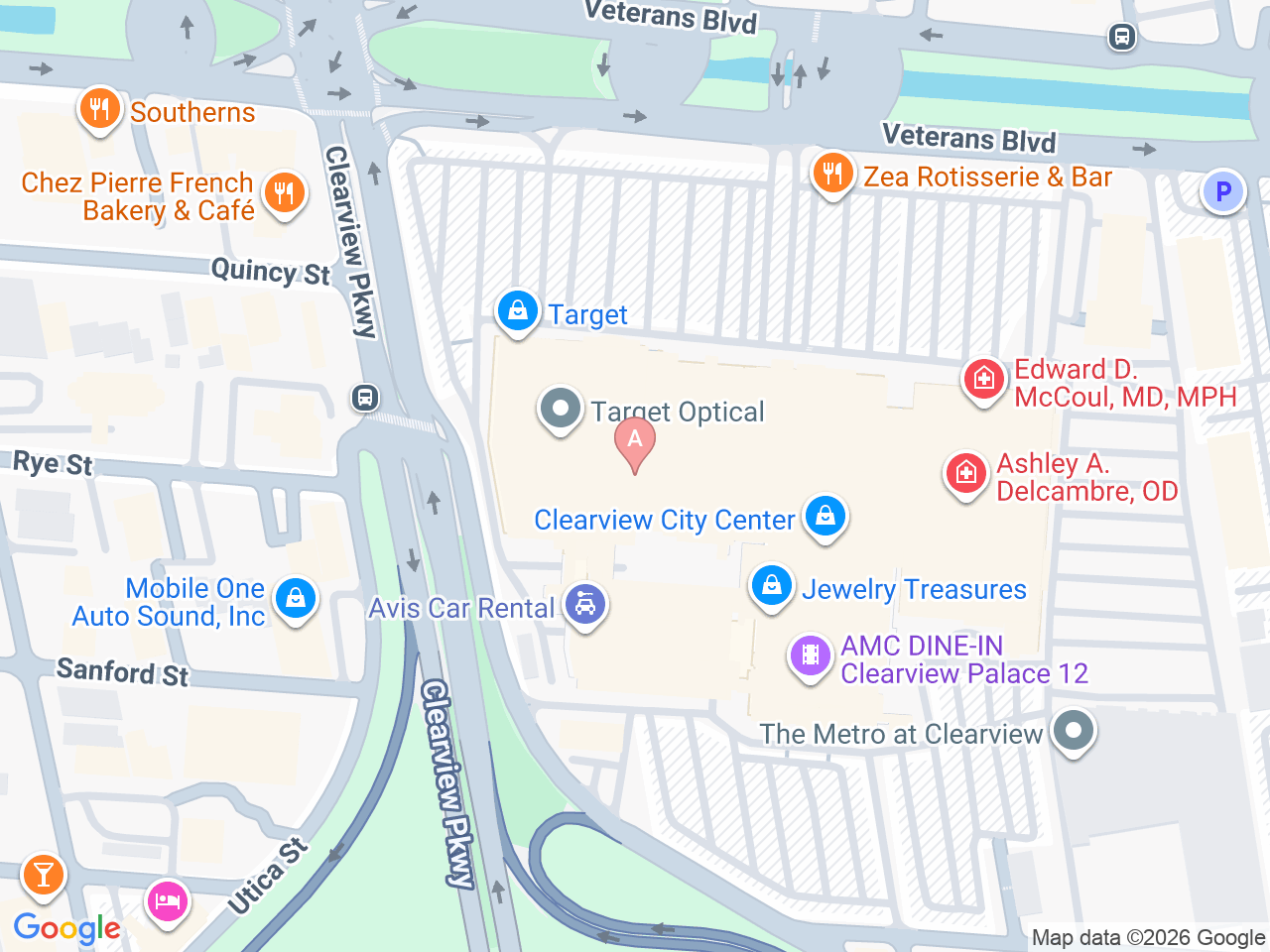 Map of Ochsner-affiliated facilities that provide services related to Rhinology
