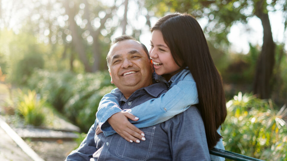 Kidney care patient with granddaughter laughing